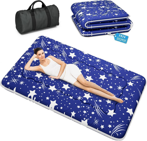 Kiseely Japanese Futon Mattress, Foldable Tatami Mat Portable Dormitory Sleeping Pad With Bag & Strap