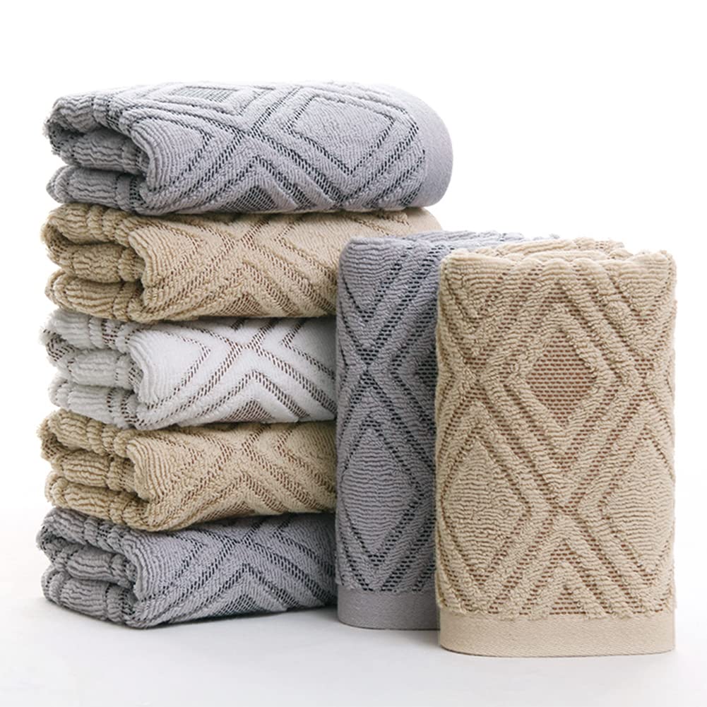 Pidada Hand Towels Set of 4 Diamond Pattern 100% Cotton Absorbent Soft Decorative Towel for Bathroom (Gray)