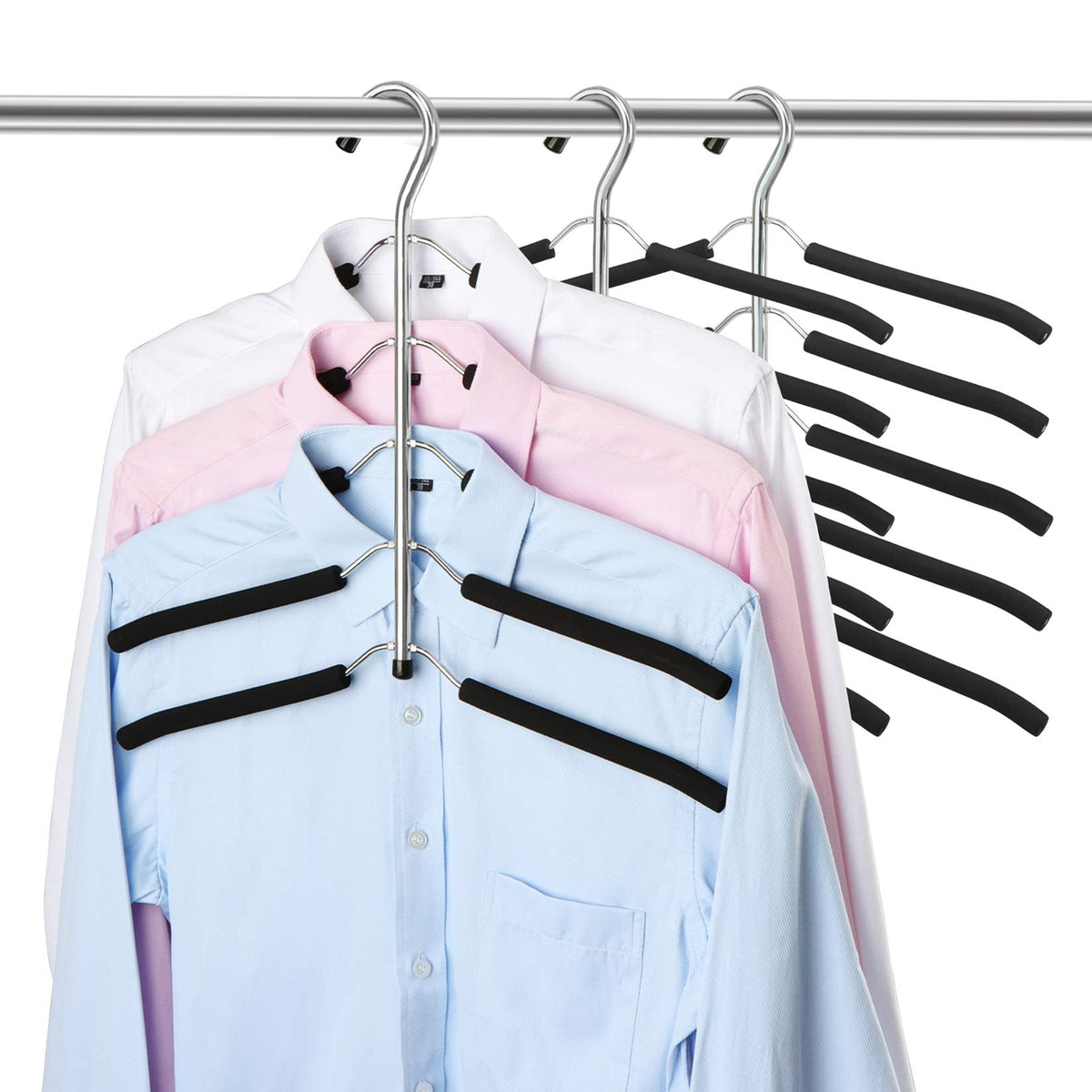 5 in 1 Multi-Layer Metal Hanger Multi-Layer and Multifunctional Organizer with Non-Slip Sponge for Jeans Skirts T-Shirts Trousers Storage for Clothes
