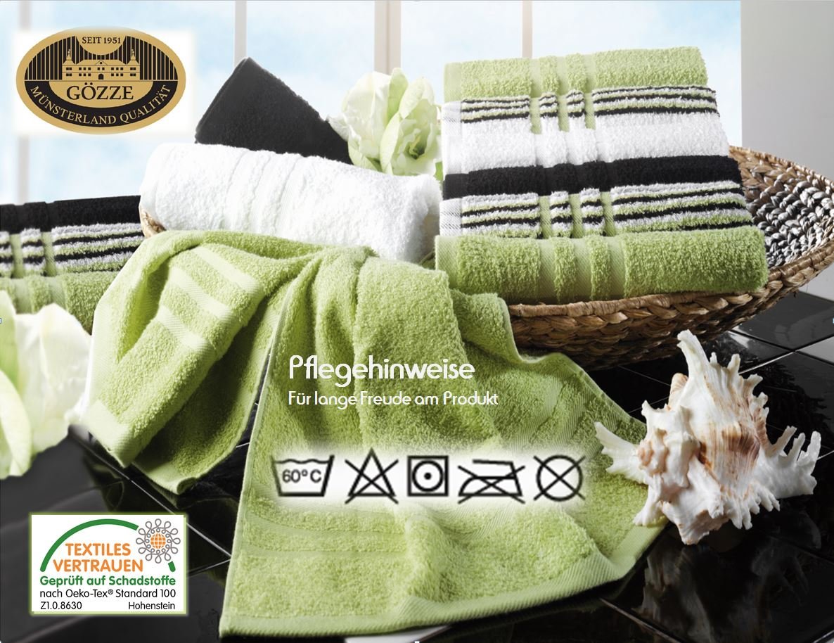 Gözze - Bath/Shower Glove/Mitt, Set of 4, Berlin, 100% Cotton, 17 x 24 cm - Black