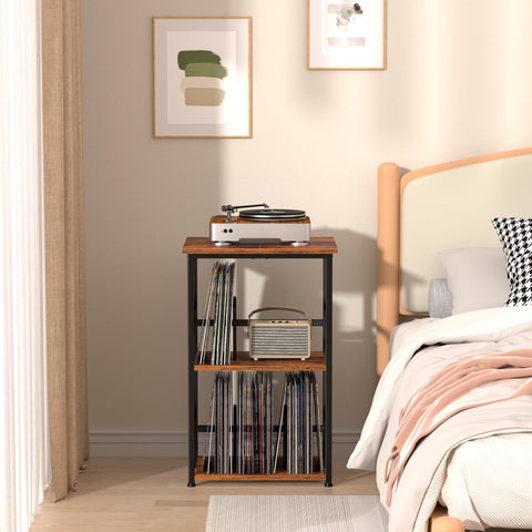 LOAKEKEL Record Player Stand, Vinyl Record Storage with Extra-Large Desktop