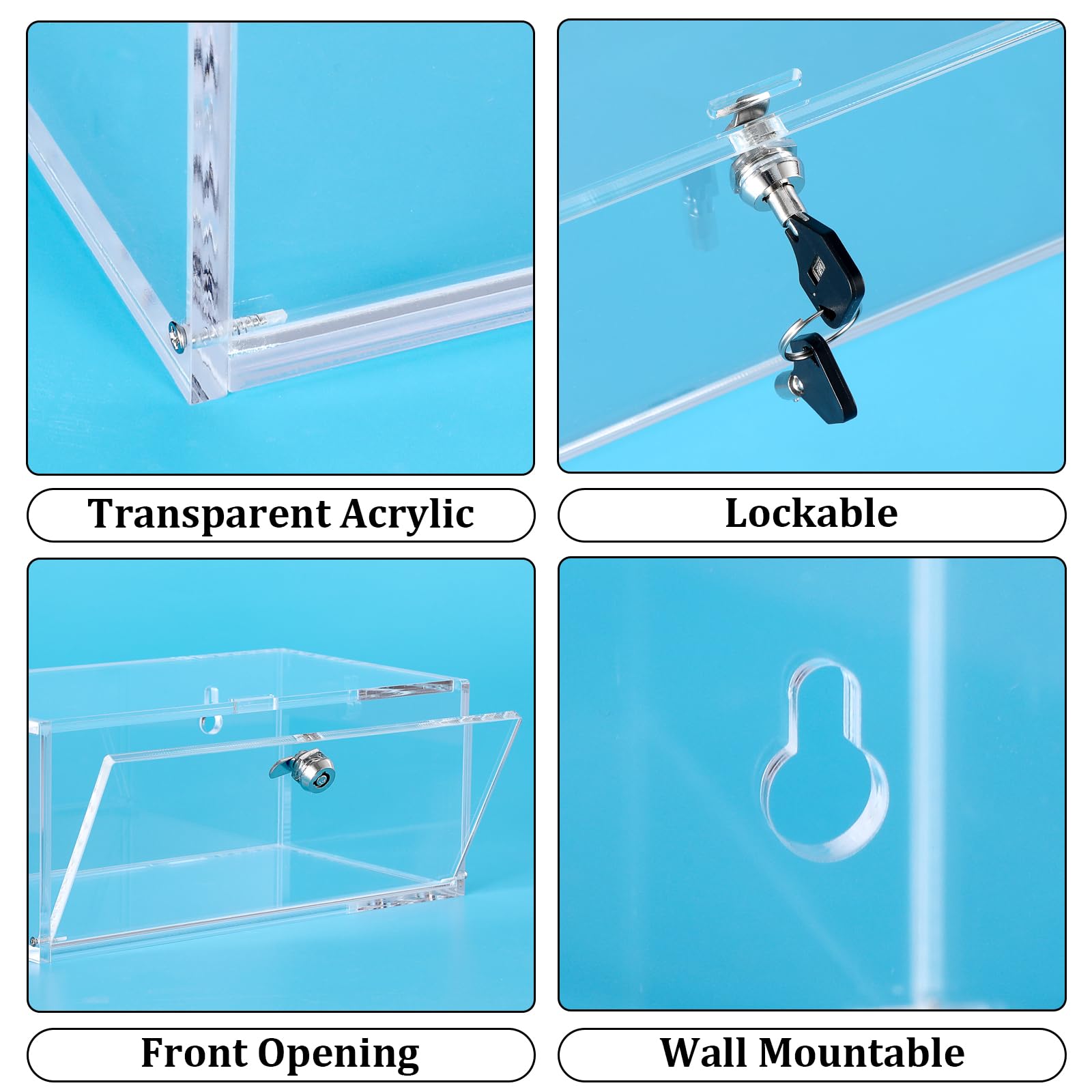 TOLIDA Acrylic Refrigerator Medicine Box with Keys - Clear Wall Mounted/Desktop Medicine Lock Box, Plastic Storage Container for Medical Supplies