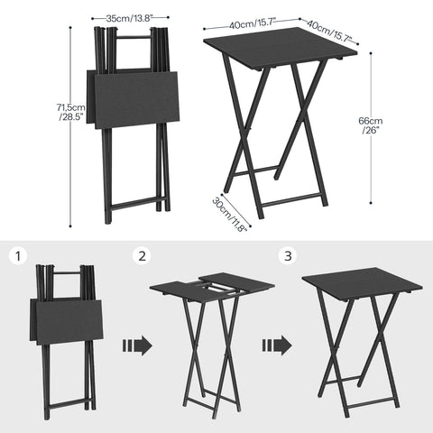 HOOBRO Folding Side Table, TV Tray Table for Eating, Small Industrial Sofa Snack Foldable Table for Small Spaces, Space-Saving, Black EBB27BZ01