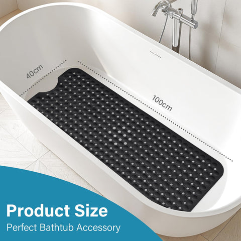 Smiry Non Slip Bath Mat with 300 Strong Suction Cups, 100x40cm (Pack of 2)