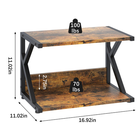 Huhote 2 Tier Desktop Printer Stand, Under Desk Printer Table, Multi-Purpose Desktop Storage and Organize