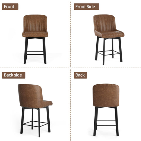 BonVache Bar Stools Set of 2, Swivel Breakfast Barstools, Kitchen Island Counter Stools for Breakfast Home Kitchen Restaurant Dining Room, Brown