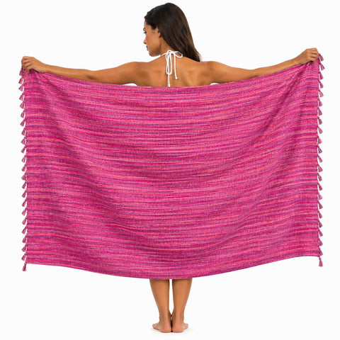 WEFLORIA Turkish Cotton Peshtemal Towel, Lightweight Quick Dry Beach Towel, Soft Travel Hammam Towel for Bath, Spa, Pool and Gym, Purple Striped