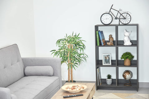 Iris Ohyama,Wooden Open Shelf, 6 Cube storage unit, Organiser, Modern design, Living room, Bedroom, Study room,WOS-6 - Grey Oak