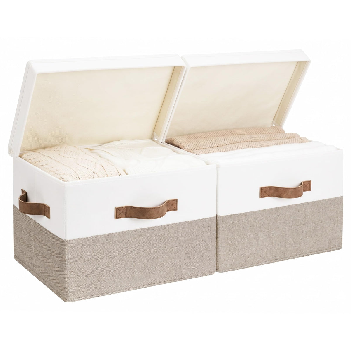 StorageWorks Wardrobe Storage Organiser with Lid, Large Storage Box with Lid for Shelves, Fabric Storage Box with Lid for Clothes