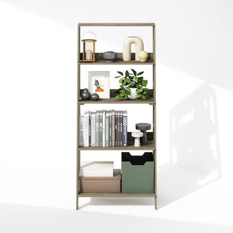 Furinno LADDER Display Shelf, 5-Tier Ladder Shelf, Ladder Bookshelf, Display Storage Shelves, 33 x 59.9 x 135.9 cm, for Living Room, Home Office