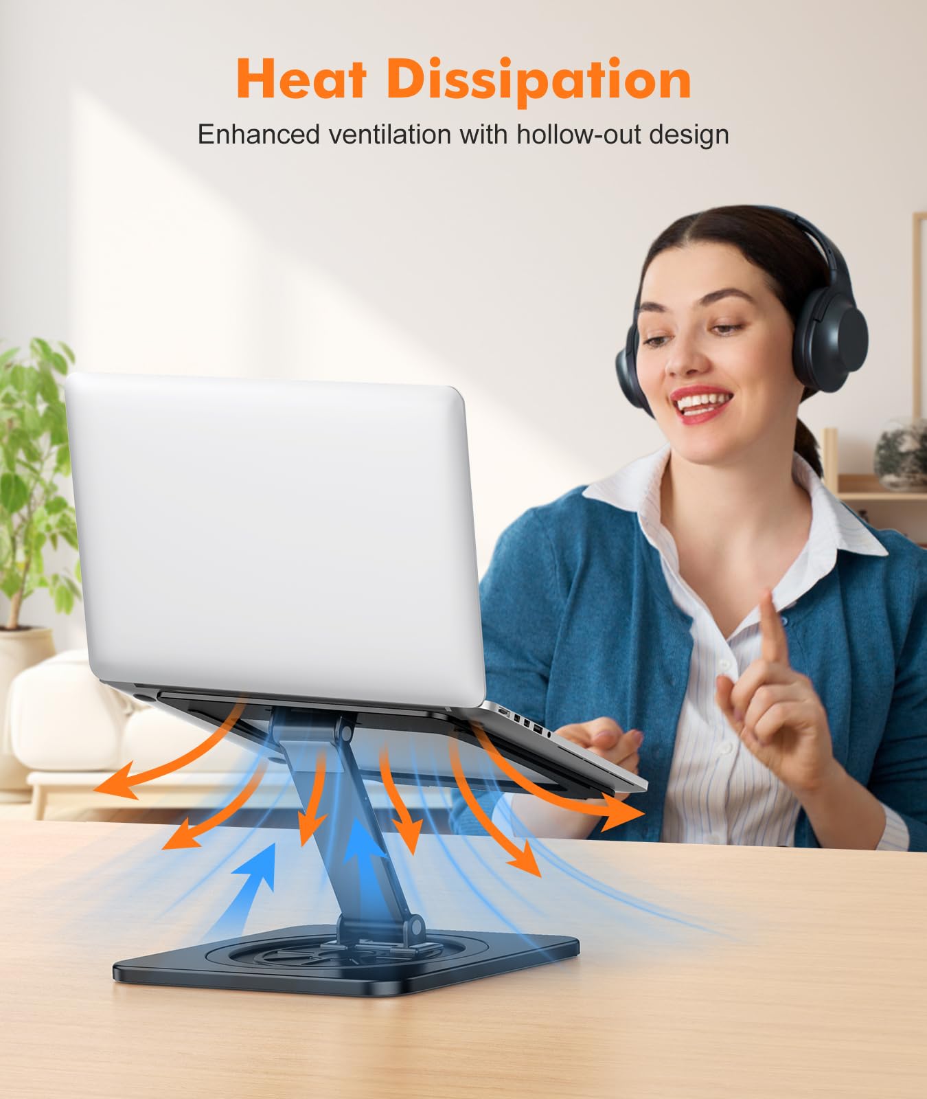 EOIWUY Laptop Stand with 360° Swivel Base, Foldable Laptop Riser for Desk