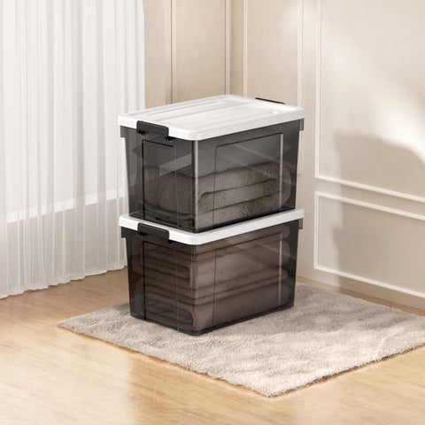 Cetomo 90L*4 Storage Boxes, Plastic Storage Box with Lids, Organizing Container with Secure Latching Buckles, Stackable, Nestable
