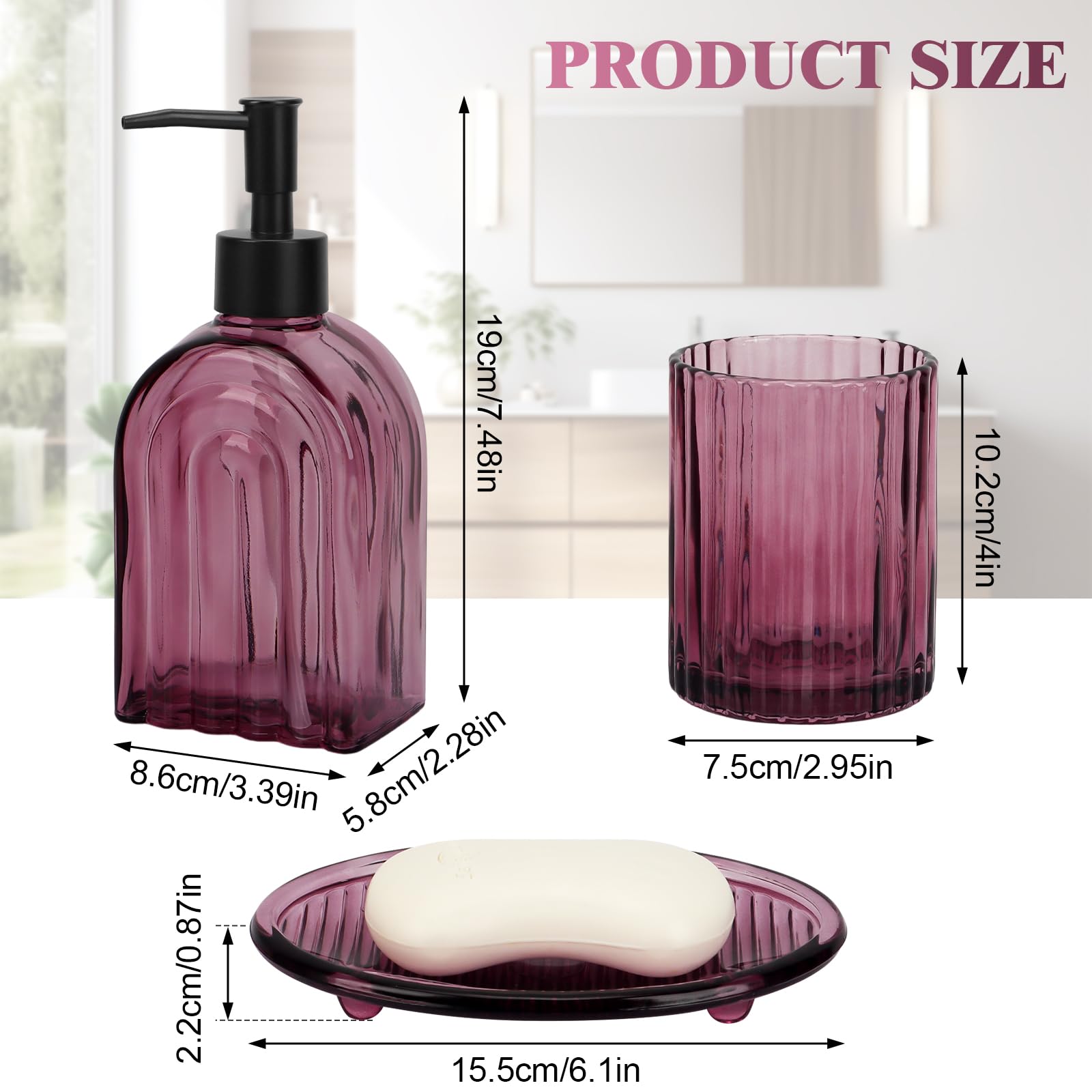4Pcs Glass Bathroom Accessories Set