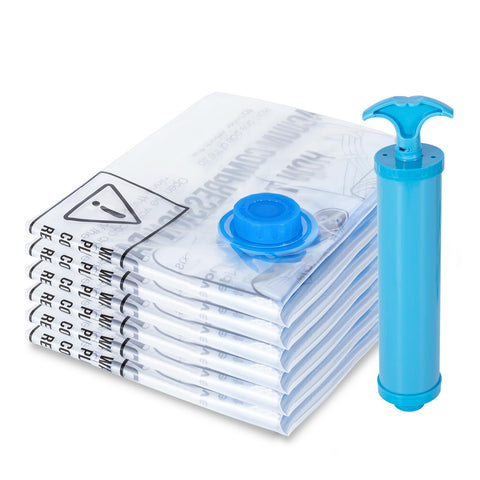 MagicQCraft 6 Pack Medium(50 * 70cm) Vacuum Storage Bags,Vacuum Compression Zipper Storage Bags with Airtight Valve and Hand Pump,Save 80% More