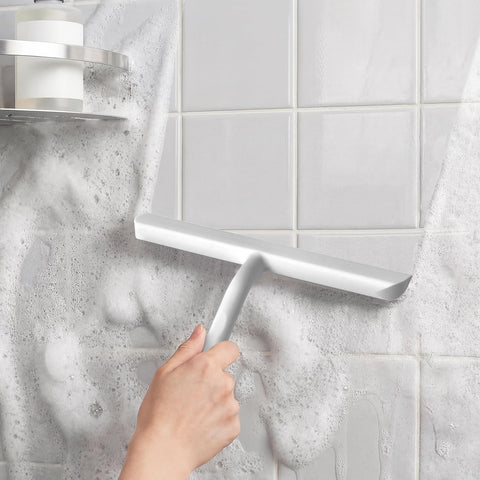 Vinabo Silicone Shower Squeegee – Glass Wiper for Shower Doors, Bathroom Screens, Mirrors, Car Windows & Glass Cleaning，White,21cm