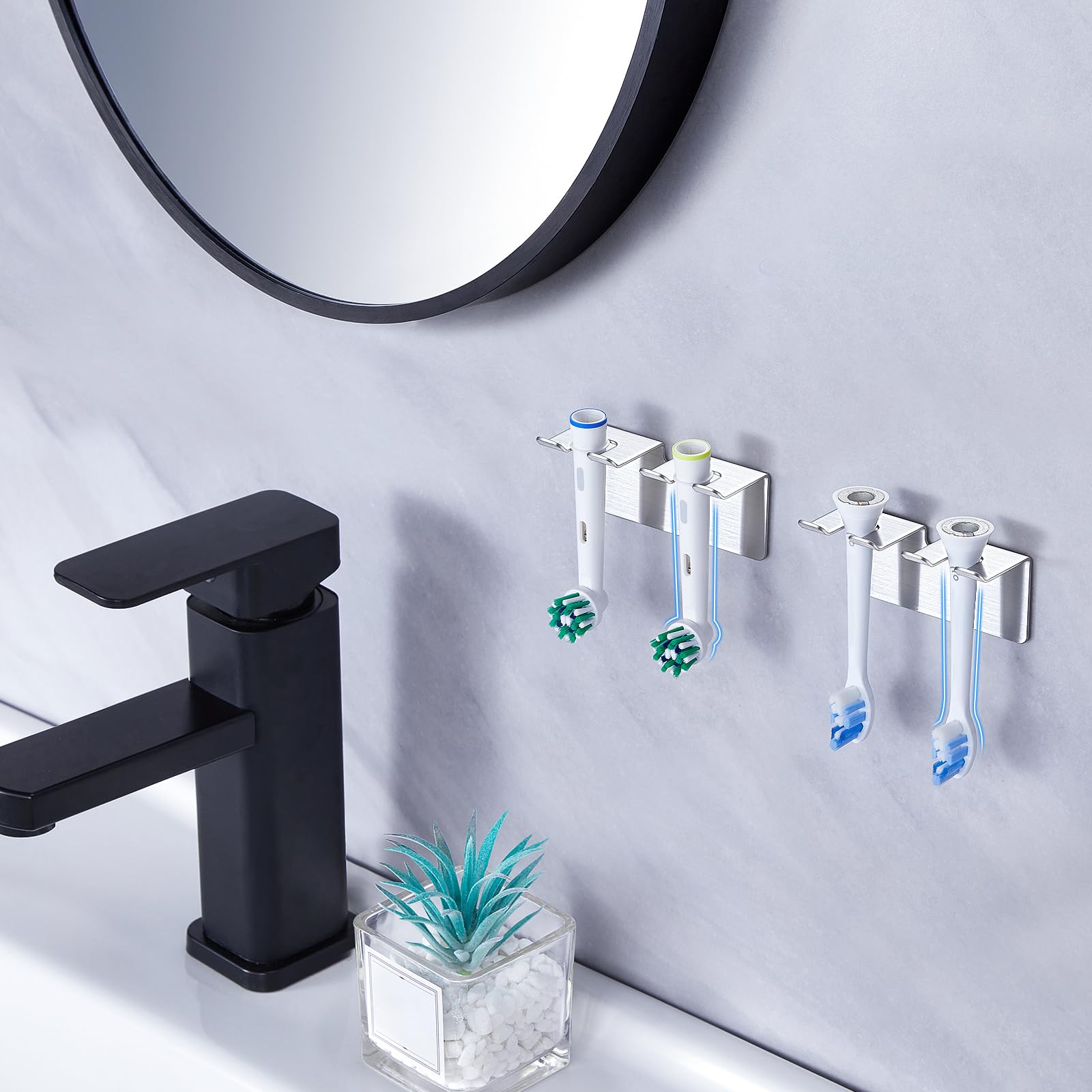 YAYINLI Electric Toothbrush Head Holder, Toothbrush Holder Wall Mounted Non Screw, Anti-Rust Toothbrush Holders for Bathroom