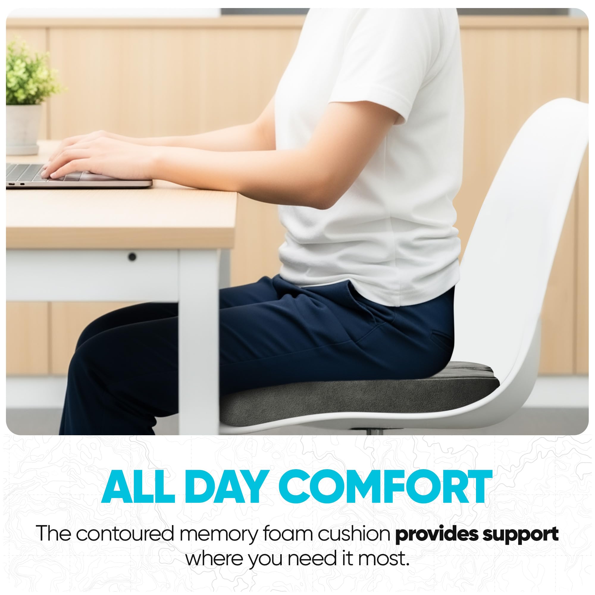 FORTEM Seat Cushion, Office Chair Cushion, Memory Foam Pillow for Sitting
