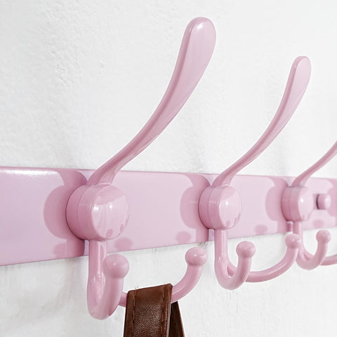 Dseap Coat Rack Wall Mount - 96cm Long 10-Tri-Hooks Heavy Duty Coat Hanger Rail Wall Hooks for Hanging Coats Hats Clothing Clothes Purse Mudroom