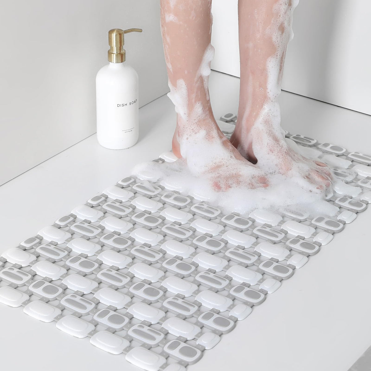 XIYUNTE Soft Shower Mat Non Slip Anti Mould for Elderly - 70x40cm Cut-to-Fit Non Slip Shower Mats for Inside Shower