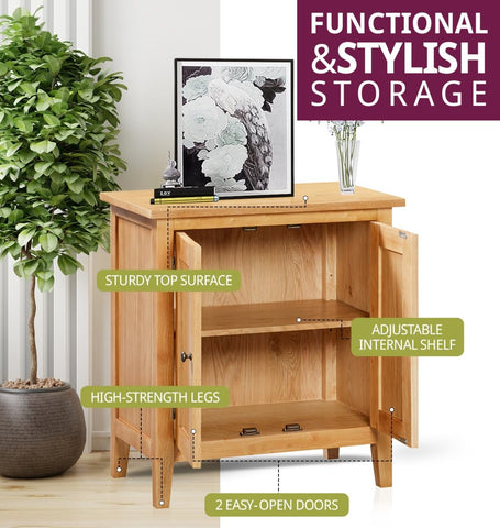 Hallowood Furniture Aston 2-Door Small Oak Cupboard with Internal Shelf