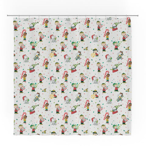 Franco Peanuts Holiday Christmas Bath Microfiber Shower Curtain, 72x72, (Officially Licensed Product)
