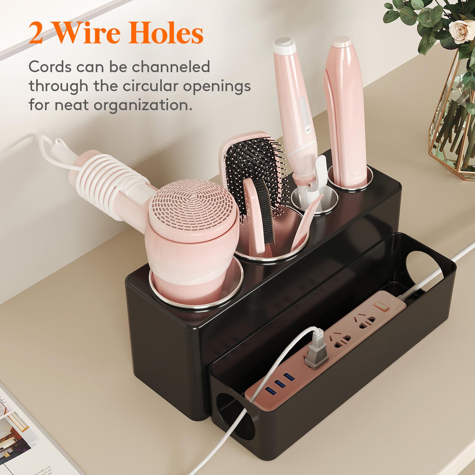 Lifewit Hair Dryer Holder Countertop Tool Organizer with 4 cups