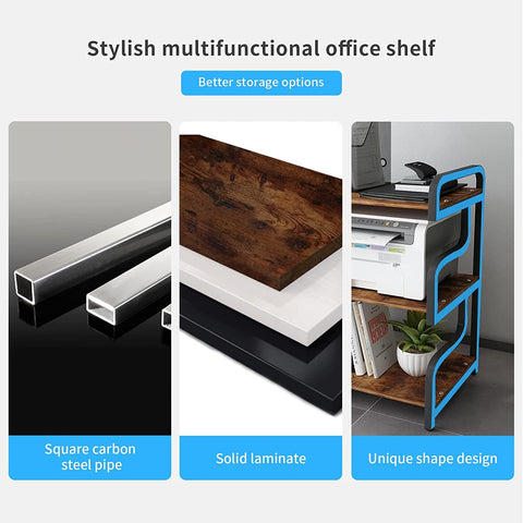 PUNCIA 3-Tier Printer Stand with Storage Movable Printer Table on Wheels