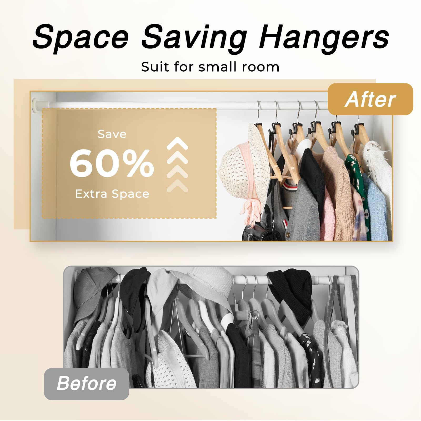 House Day Space Saving Hanger Hooks 60 Pack, Black Clothes Hanger Connector Hooks, Heavy Duty Hanger Hooks Space Saver