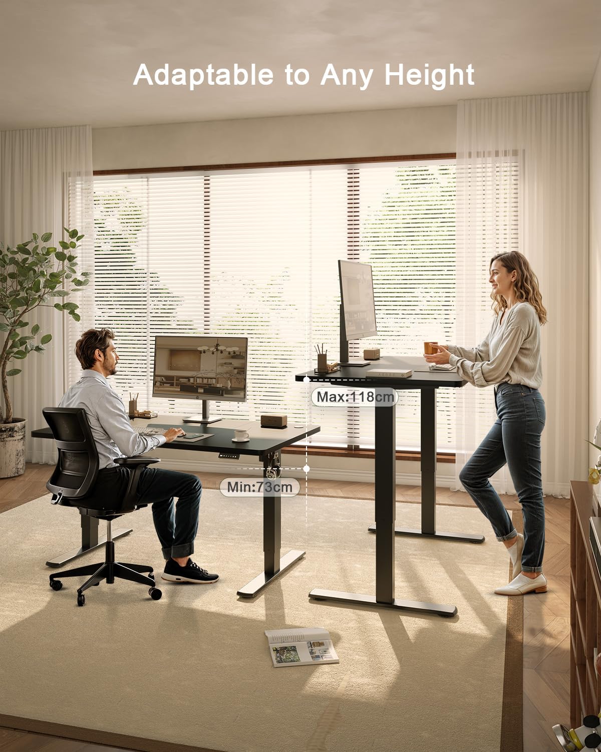 JUMMICO 160x70cm Electric Standing Desk with USB Charging Height Adjustable Desk with Sedentary Reminder Stand Up Desk with Splice Board for Home