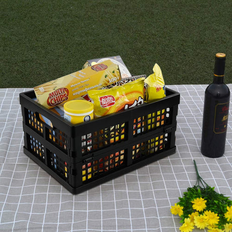 Yarebest 3-pack 14 Liter Collapsible Crates, Foldable Plastic Storage Baskets, Black