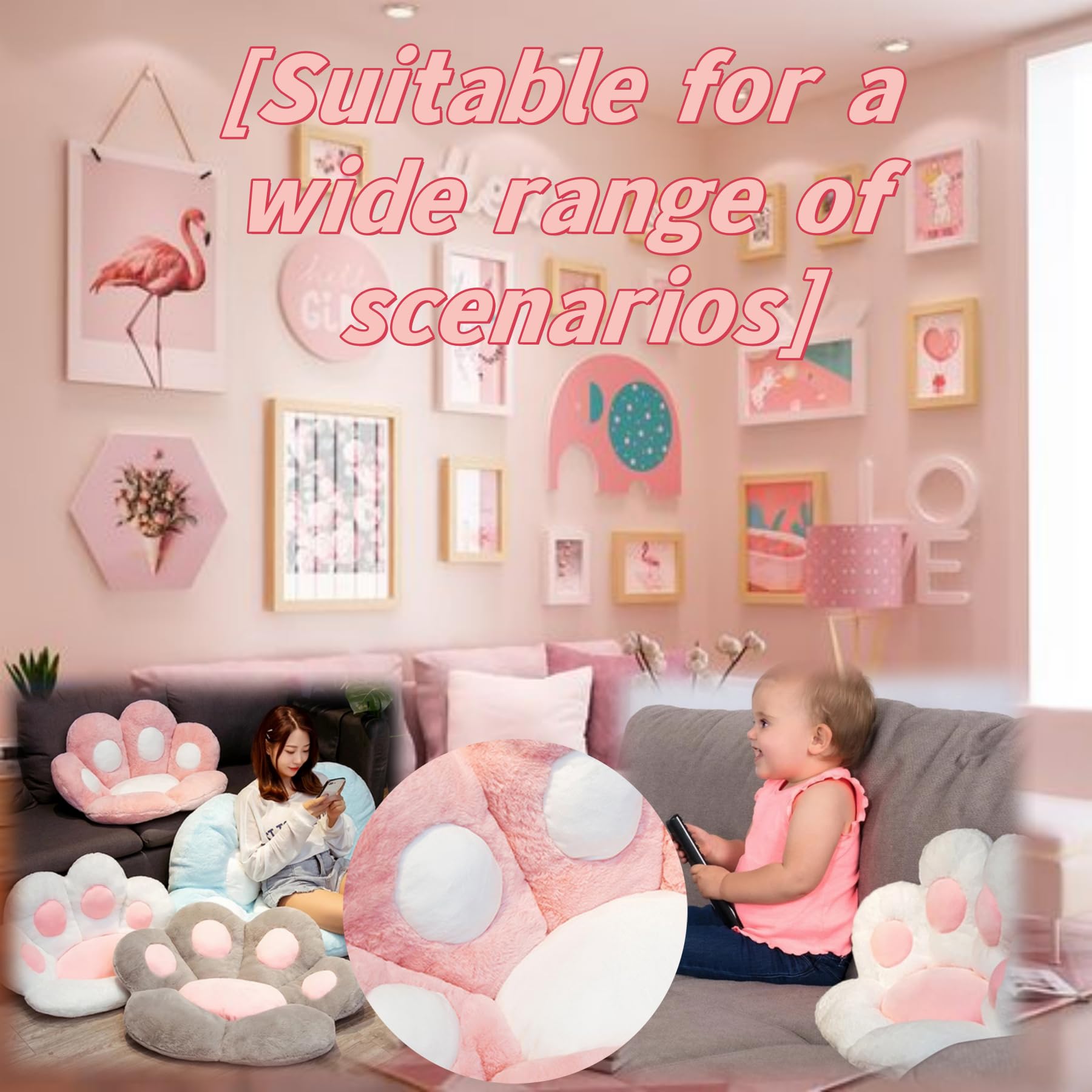 Buithafu Cute Cat Paw Seat Cushion Soft Chair Pad for Office Chair