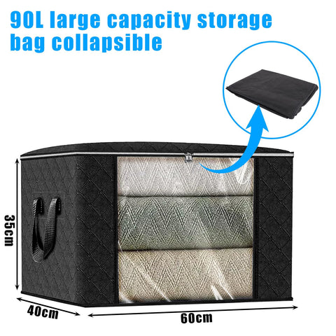 ASelected 90L Clothes Storage Bag, Large Clothes Storage Bag With Zips,Clear Window For Clothing Bedding Sweaters T-Shirts Blankets 3