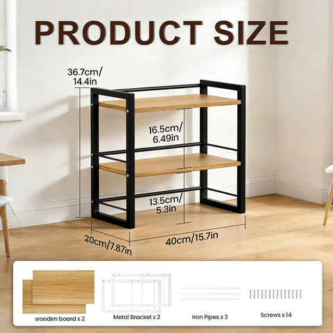 Desk Shelf Organizer, 2 Tier Desktop Bookshelf for Office Desk Storage