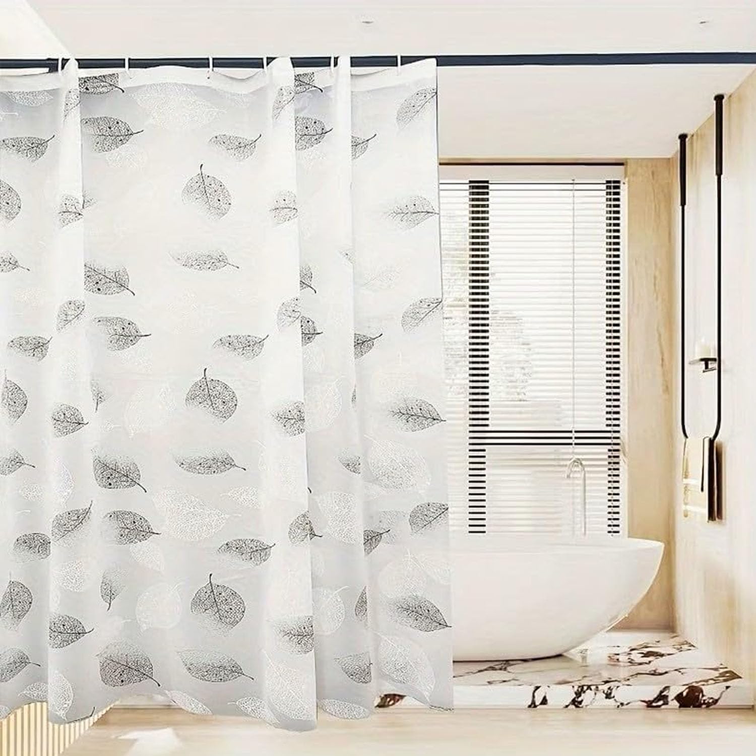 FSTIANXIA Shower Curtain for Bathroom,PEVA Fabric Curtain Bathroom Curtain with Grommets & Hooks,Washable Mould Proof Mildew Resistant