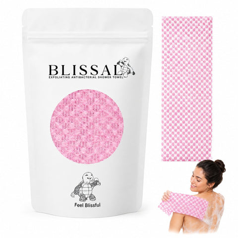 molicorl Exfoliating Shower Towel, Extra Long Japanese 39 Inch Microfiber Back Scrubber Body Washcloth, Quick-Drying Woven Mesh Deep Cleaning