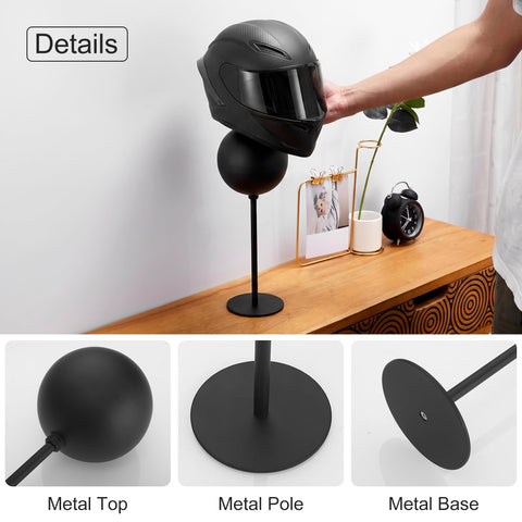 JOOM Freestanding Helmet Stand Metal Motorcycle Holder Rack Desktop Black