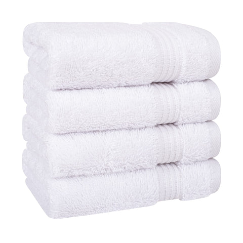 Cotton Paradise 100% Cotton Turkish Washcloths for Bathroom 4 Piece Soft Absorbent Small Hand Face Towels Fluffy Wash Rags for Body, White Wash Cloths
