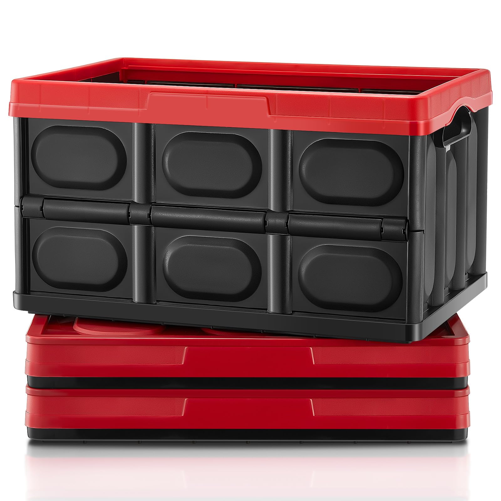 FOHERE Collapsible Storage Bins with Lids 3 Packs, 48L Stackable Crate