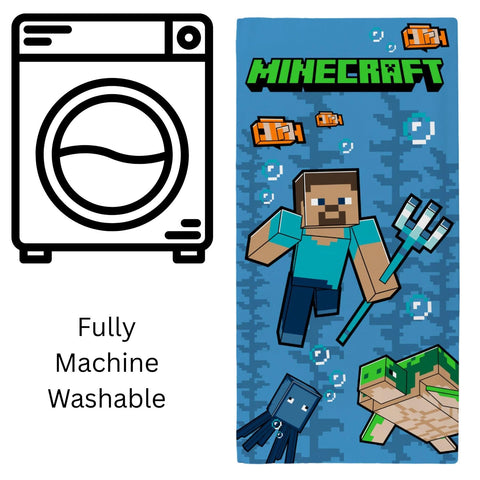 Minecraft Trident Printed Beach Towel Kids Game Towel