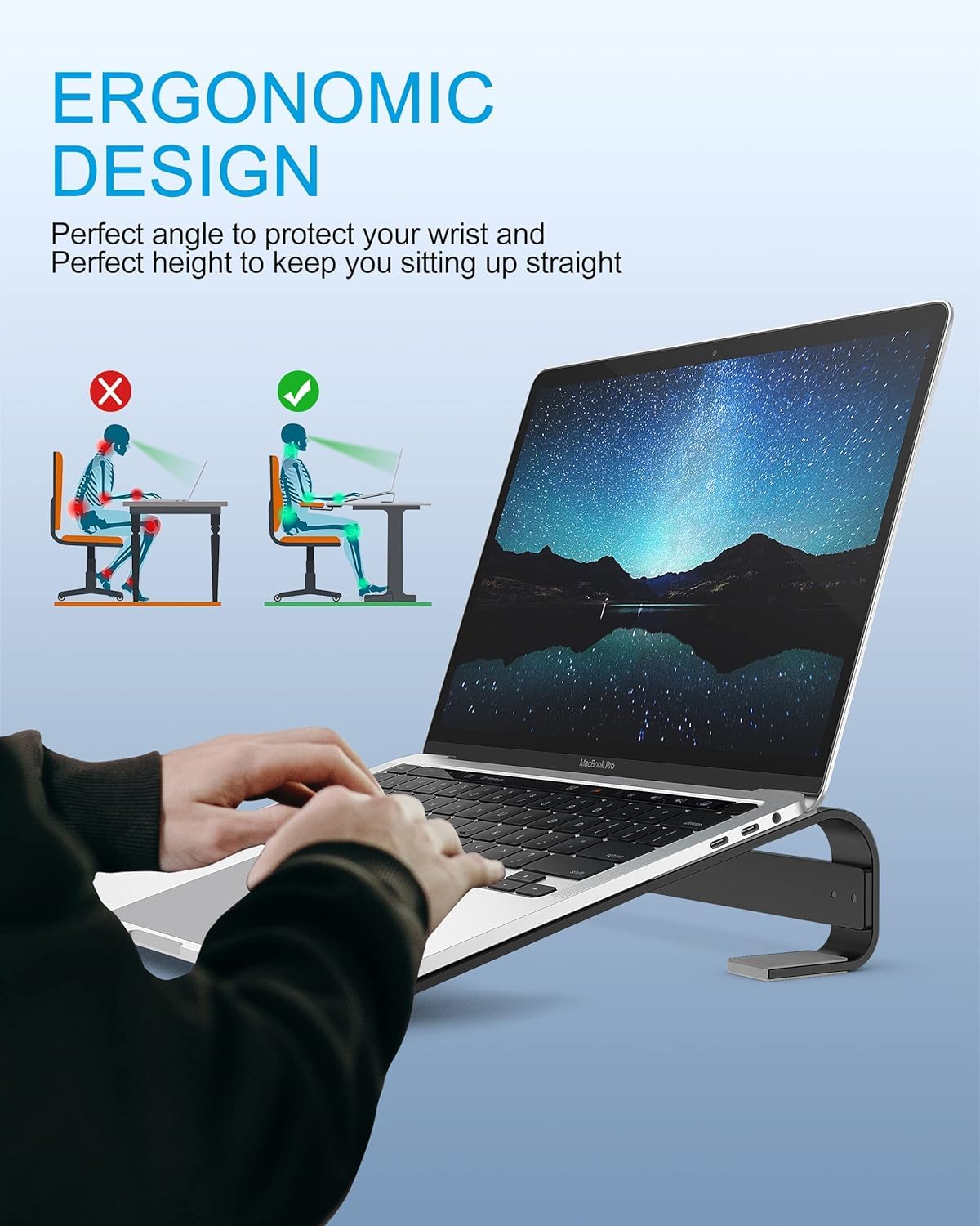 OneCut Laptop Stand, Ergonomic Laptops Riser for Desk - Computer Stands for All 10-18 inch HP, Dell, Lenovo, Microsoft, Macbook