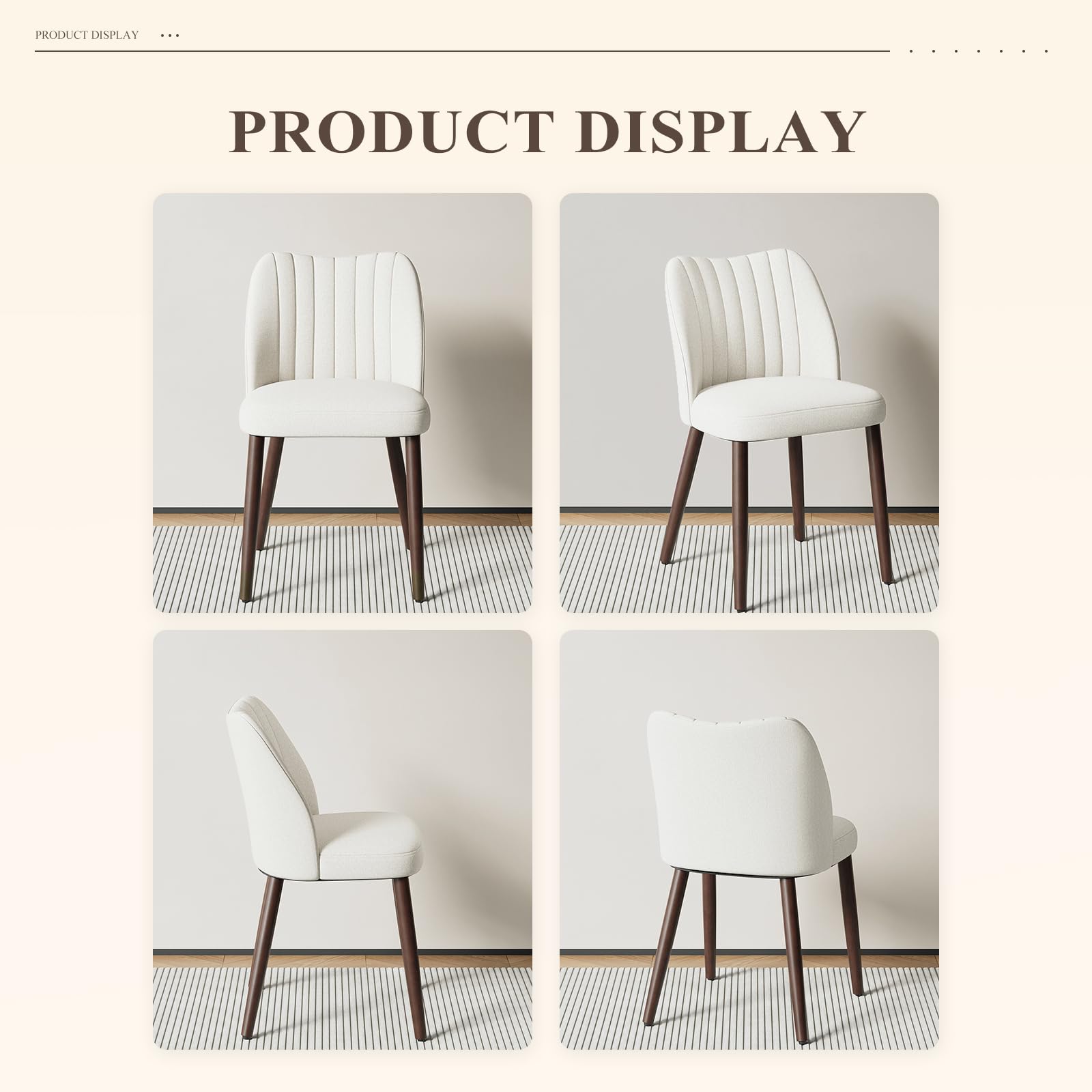 MALOL Upholstered Dining Chairs Set of 4, Fabric Chairs for Dining Room with Solid Wood Legs and Thick Seat Cushion