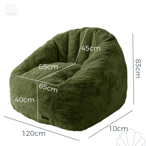 MAXYOYO Giant Bean Bag Chair,Faux Fur Shell Shaped Bean Bag Sofa with Filler,Soft Beanbag Sofa Giant Size for Living Room Bedroom