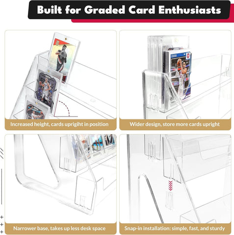 DIRXVMC Trading Card Display Stand, Vertical Holder for Baseball Basketball Sports Graded Card Display Stand Tabletop for PSA BGS SGC Slabs