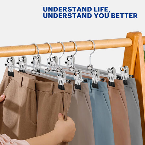 WEIDMAX Trouser Hanger Strong Chrome Skirt Coat Hangers with Non-Slip Clips 28cm (11"),Pack of 20