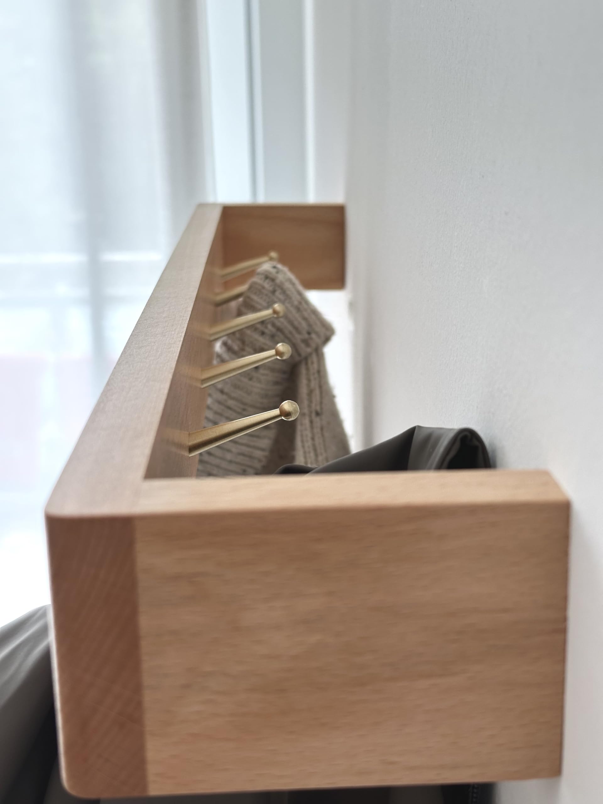 anaan Skuvo Wall Coat Rack with 6 Hooks Wooden Clothes Rail 60 cm