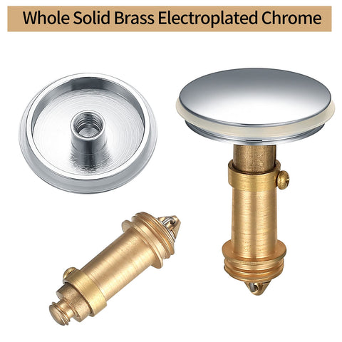 38mm Pop Up Sink Plugs, Bathroom Push Drain Stopper, Brass Chrome