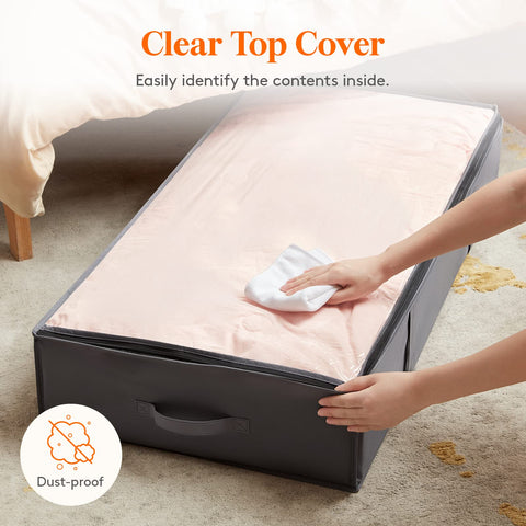 Lifewit 3 Pack 95L Under Bed Storage, Underbed Storage Boxes with lid Clothes Storage Bag Wardrobe Storage Organiser with Reinforced Handle