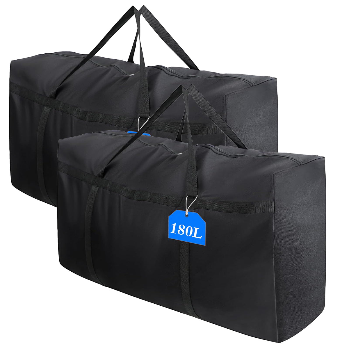 Pabbyeey 2 Pack Moving Bags 180L Foldable Storage Bags with Zipper