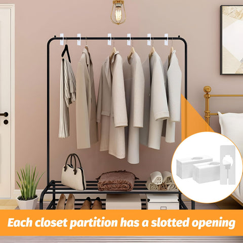 Qianeffort 20PCS Wardrobe Dividers,White Rectangular Hanger Clothing Rail Dividers Rack Size Shelf Dividers,Writable Shelf Divider for wardrobe