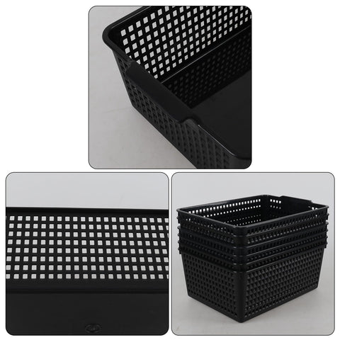Kiddream 6-pack Large Storage Baskets, Plastic Organizing Basket Bins (Black)